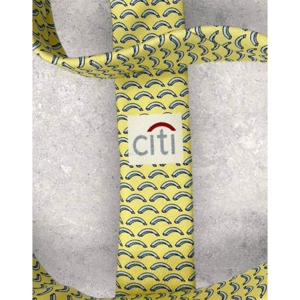 VINEYARD VINES Silk Tie USA Yellow Bow W:3.7" EUC - Picture 4 of 6